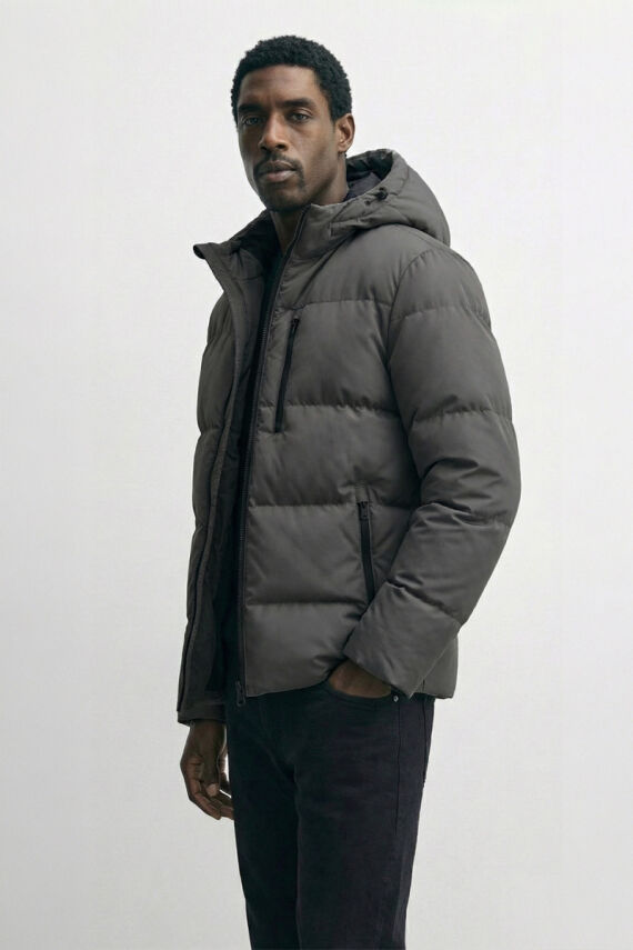 D1fference İçi Astarlı Cepli Kapüşonlu Jel Elyaflı Su ve Rügar Geçirmez Erkek Kışlık Mont - 27