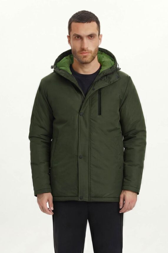 D1fference İçi Astarlı Cepli Kapüşonlu Jel Elyaflı Su ve Rügar Geçirmez Erkek Kışlık Mont - 1