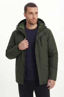 D1fference İçi Astarlı Cepli Kapüşonlu Jel Elyaflı Su ve Rügar Geçirmez Erkek Kışlık Mont - 3