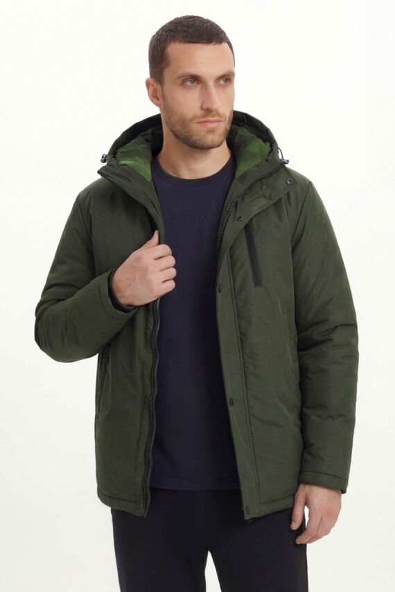 D1fference İçi Astarlı Cepli Kapüşonlu Jel Elyaflı Su ve Rügar Geçirmez Erkek Kışlık Mont - 3