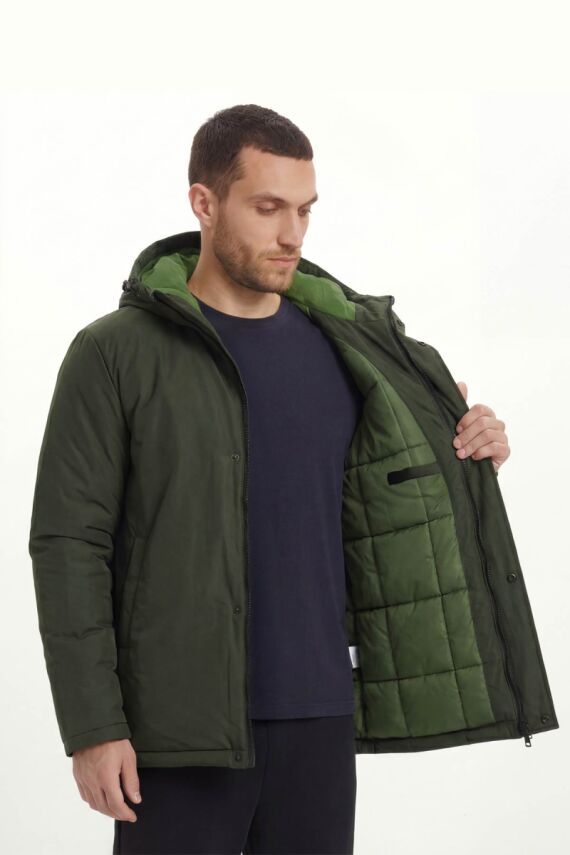 D1fference İçi Astarlı Cepli Kapüşonlu Jel Elyaflı Su ve Rügar Geçirmez Erkek Kışlık Mont - 4