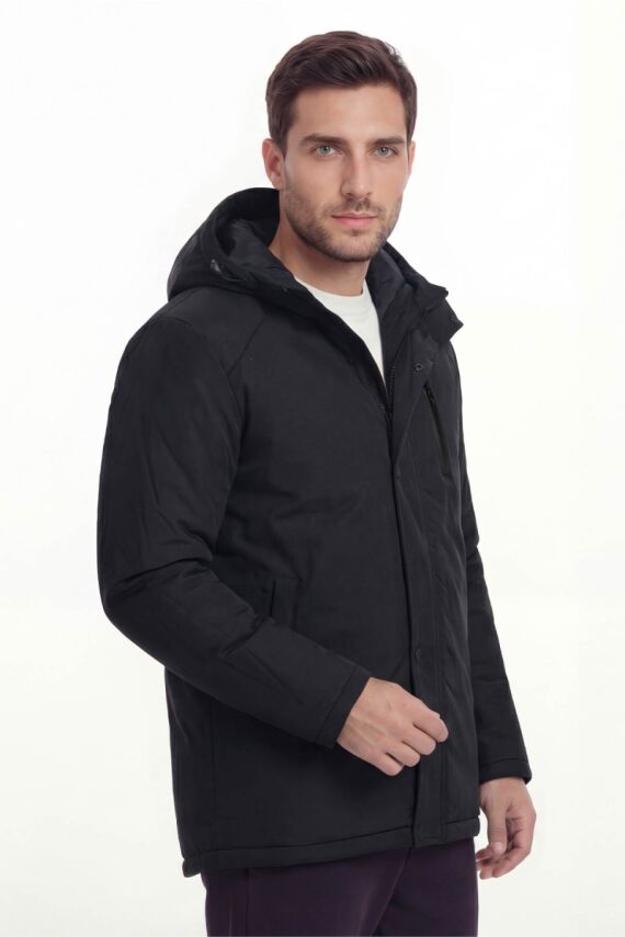 D1fference İçi Astarlı Cepli Kapüşonlu Jel Elyaflı Su ve Rügar Geçirmez Erkek Kışlık Mont - 8