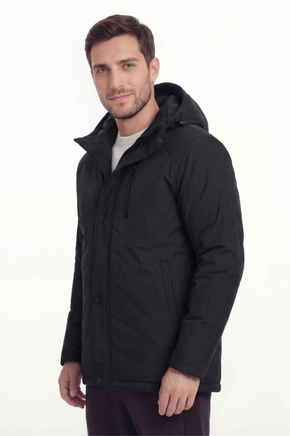 D1fference İçi Astarlı Cepli Kapüşonlu Jel Elyaflı Su ve Rügar Geçirmez Erkek Kışlık Mont - 9