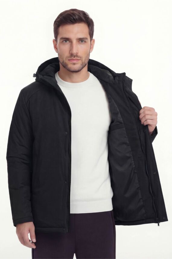 D1fference İçi Astarlı Cepli Kapüşonlu Jel Elyaflı Su ve Rügar Geçirmez Erkek Kışlık Mont - 10