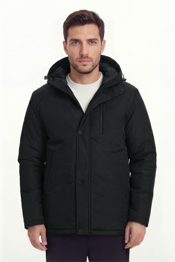 D1fference İçi Astarlı Cepli Kapüşonlu Jel Elyaflı Su ve Rügar Geçirmez Erkek Kışlık Mont - 7