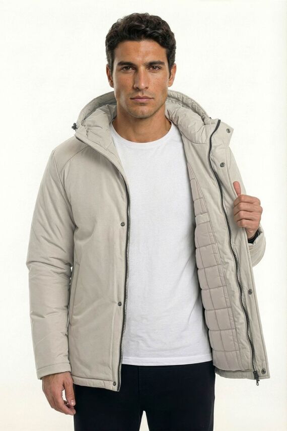 D1fference İçi Astarlı Cepli Kapüşonlu Jel Elyaflı Su ve Rügar Geçirmez Erkek Kışlık Mont - 15