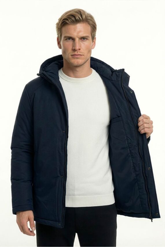 D1fference İçi Astarlı Cepli Kapüşonlu Jel Elyaflı Su ve Rügar Geçirmez Erkek Kışlık Mont - 22