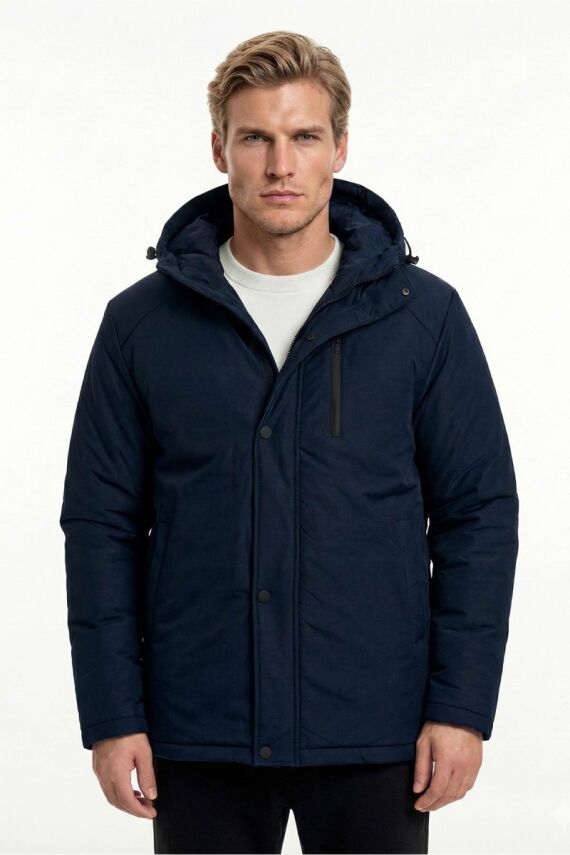 D1fference İçi Astarlı Cepli Kapüşonlu Jel Elyaflı Su ve Rügar Geçirmez Erkek Kışlık Mont - 19