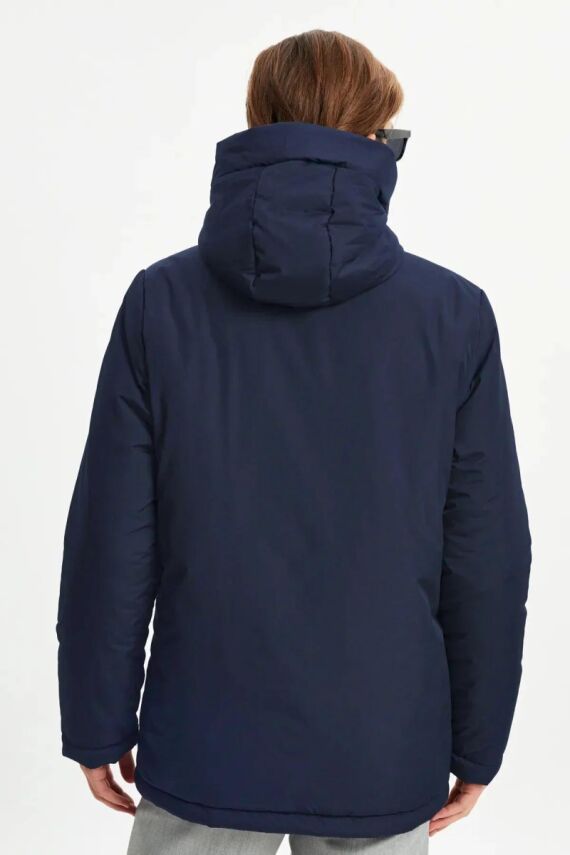 İçi Astarlı Su ve Rüzgar Geçirmez Cepli Kapüşonlu Erkek Mont - 6