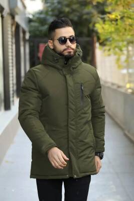 İçi Astarlı Su ve Rüzgar Geçirmez Cepli Kapüşonlu Erkek Mont - 7