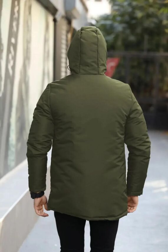 İçi Astarlı Su ve Rüzgar Geçirmez Cepli Kapüşonlu Erkek Mont - 12