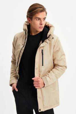 İçi Astarlı Su ve Rüzgar Geçirmez Cepli Kapüşonlu Erkek Mont - 19