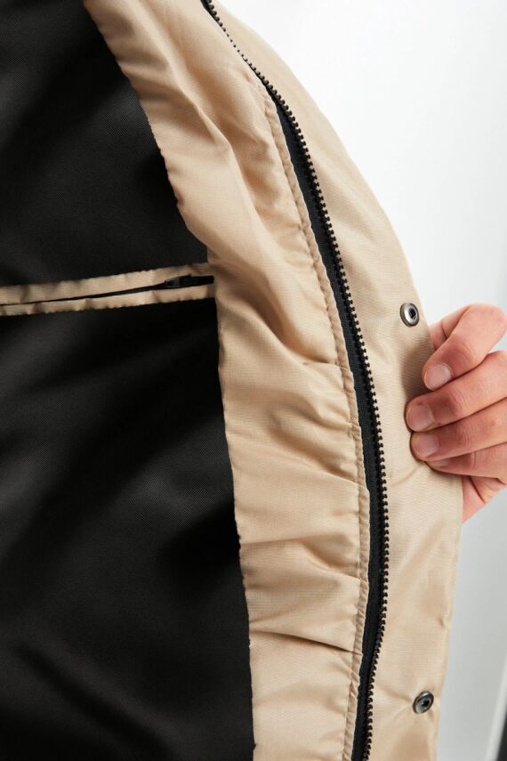 İçi Astarlı Su ve Rüzgar Geçirmez Cepli Kapüşonlu Erkek Mont - 23