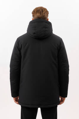 İçi Astarlı Su ve Rüzgar Geçirmez Cepli Kapüşonlu Erkek Mont - 5