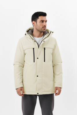 İçi Astarlı Su ve Rüzgar Geçirmez Cepli Kapüşonlu Erkek Mont - 8