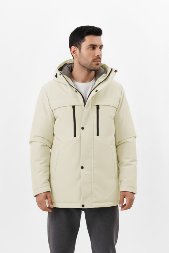 İçi Astarlı Su ve Rüzgar Geçirmez Cepli Kapüşonlu Erkek Mont - 8