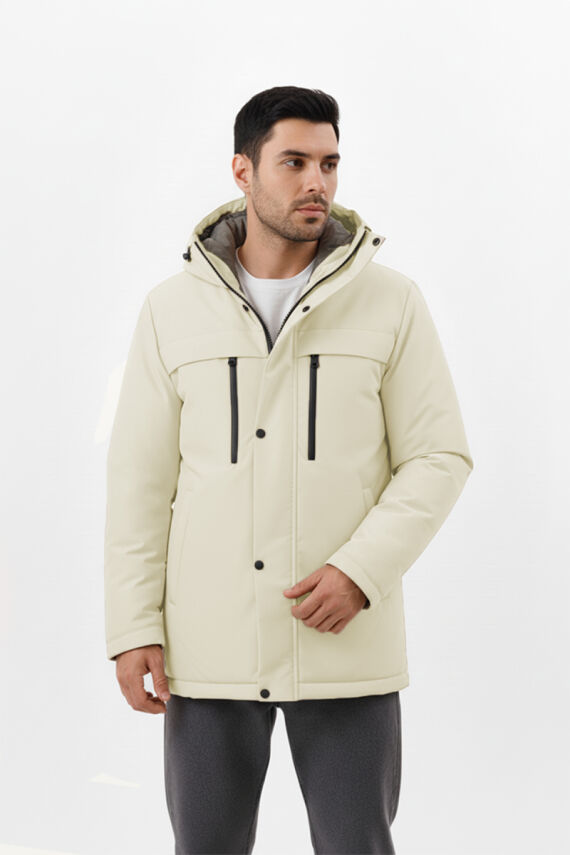 İçi Astarlı Su ve Rüzgar Geçirmez Cepli Kapüşonlu Erkek Mont - 7