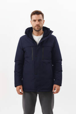 İçi Astarlı Su ve Rüzgar Geçirmez Cepli Kapüşonlu Erkek Mont - 14