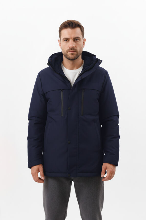 İçi Astarlı Su ve Rüzgar Geçirmez Cepli Kapüşonlu Erkek Mont - 14