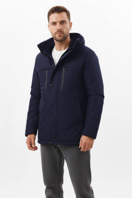 İçi Astarlı Su ve Rüzgar Geçirmez Cepli Kapüşonlu Erkek Mont - 15