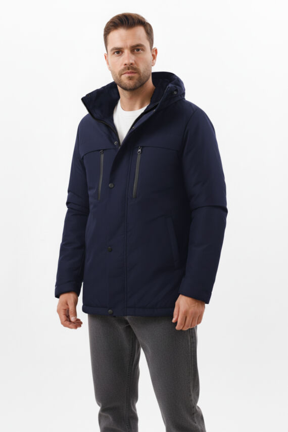 İçi Astarlı Su ve Rüzgar Geçirmez Cepli Kapüşonlu Erkek Mont - 15