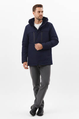 İçi Astarlı Su ve Rüzgar Geçirmez Cepli Kapüşonlu Erkek Mont - 16