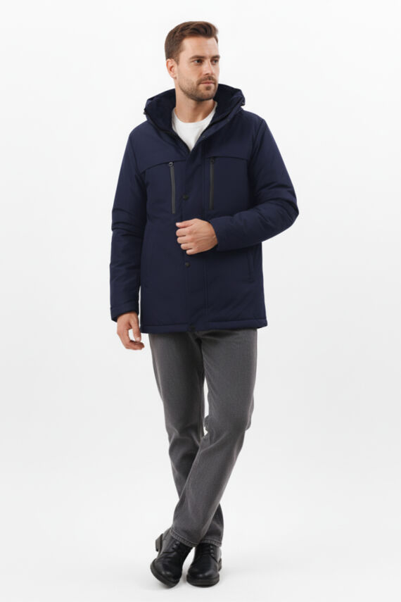 İçi Astarlı Su ve Rüzgar Geçirmez Cepli Kapüşonlu Erkek Mont - 16