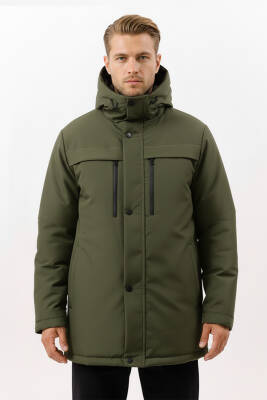 İçi Astarlı Su ve Rüzgar Geçirmez Cepli Kapüşonlu Erkek Mont - 17