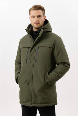 İçi Astarlı Su ve Rüzgar Geçirmez Cepli Kapüşonlu Erkek Mont - 18