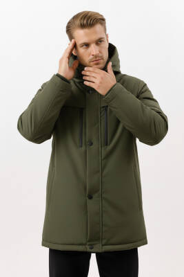 İçi Astarlı Su ve Rüzgar Geçirmez Cepli Kapüşonlu Erkek Mont - 20