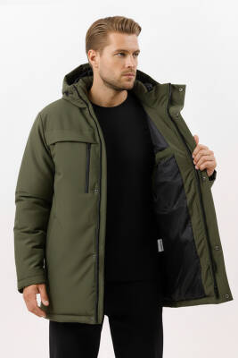 İçi Astarlı Su ve Rüzgar Geçirmez Cepli Kapüşonlu Erkek Mont - 21