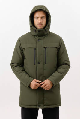 İçi Astarlı Su ve Rüzgar Geçirmez Cepli Kapüşonlu Erkek Mont - 19