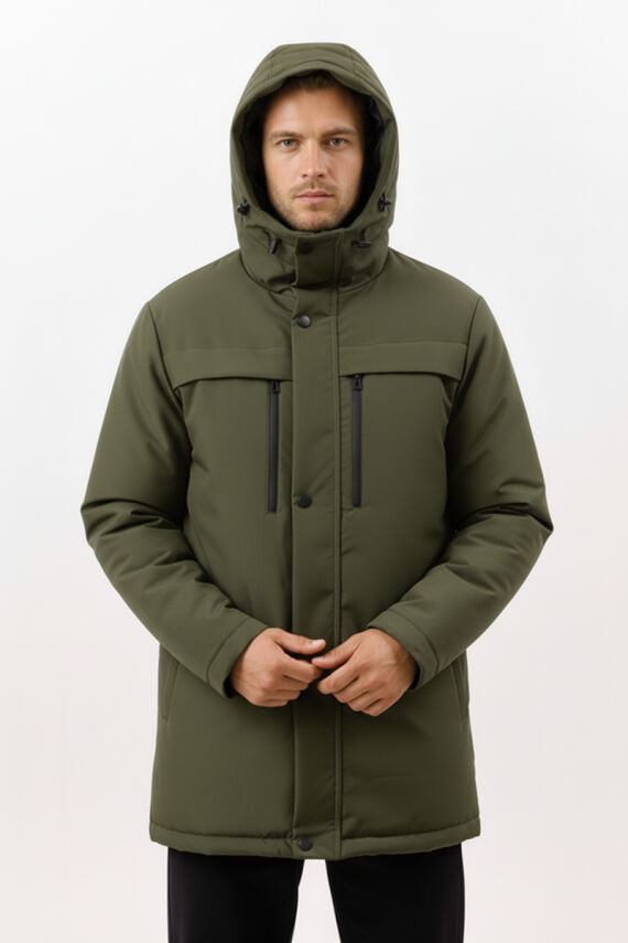 İçi Astarlı Su ve Rüzgar Geçirmez Cepli Kapüşonlu Erkek Mont - 19