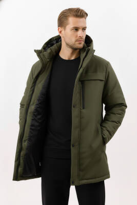 İçi Astarlı Su ve Rüzgar Geçirmez Cepli Kapüşonlu Erkek Mont - 22