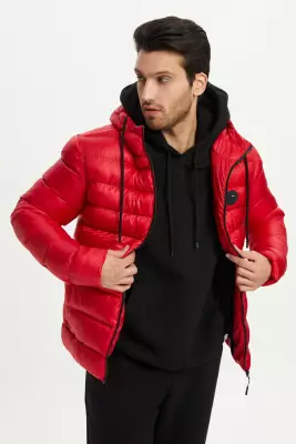 D1fference İçi Astarlı Cepli Kapüşonlu Jel Elyaflı Su ve Rügar Geçirmez Erkek Kışlık Mont