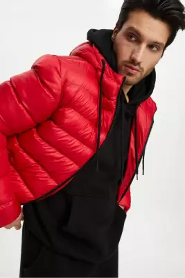 D1fference İçi Astarlı Cepli Kapüşonlu Jel Elyaflı Su ve Rügar Geçirmez Erkek Kışlık Mont - 3