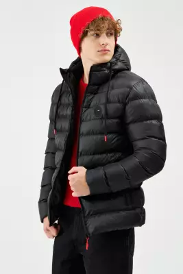 D1fference İçi Astarlı Cepli Kapüşonlu Jel Elyaflı Su ve Rügar Geçirmez Erkek Kışlık Mont - 7