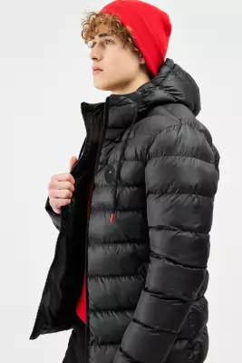 D1fference İçi Astarlı Cepli Kapüşonlu Jel Elyaflı Su ve Rügar Geçirmez Erkek Kışlık Mont - 8