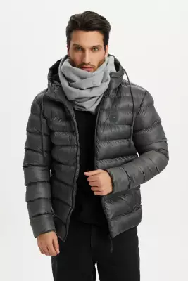 D1fference İçi Astarlı Cepli Kapüşonlu Jel Elyaflı Su ve Rügar Geçirmez Erkek Kışlık Mont - 14