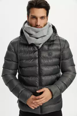 D1fference İçi Astarlı Cepli Kapüşonlu Jel Elyaflı Su ve Rügar Geçirmez Erkek Kışlık Mont - 16