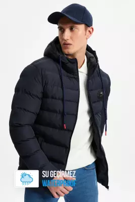 D1fference İçi Astarlı Cepli Kapüşonlu Jel Elyaflı Su ve Rügar Geçirmez Erkek Kışlık Mont - 21