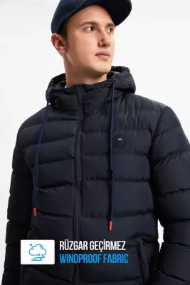 D1fference İçi Astarlı Cepli Kapüşonlu Jel Elyaflı Su ve Rügar Geçirmez Erkek Kışlık Mont - 22