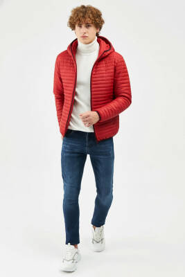 İçi Astarlı Su ve Rüzgar Geçirmez Cepli Kapüşonlu Erkek Mont - 34