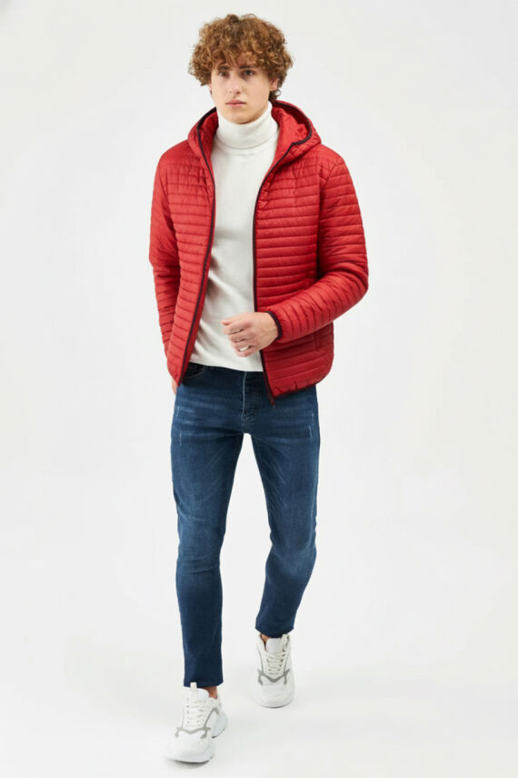 İçi Astarlı Su ve Rüzgar Geçirmez Cepli Kapüşonlu Erkek Mont - 34