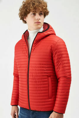 İçi Astarlı Su ve Rüzgar Geçirmez Cepli Kapüşonlu Erkek Mont - 33