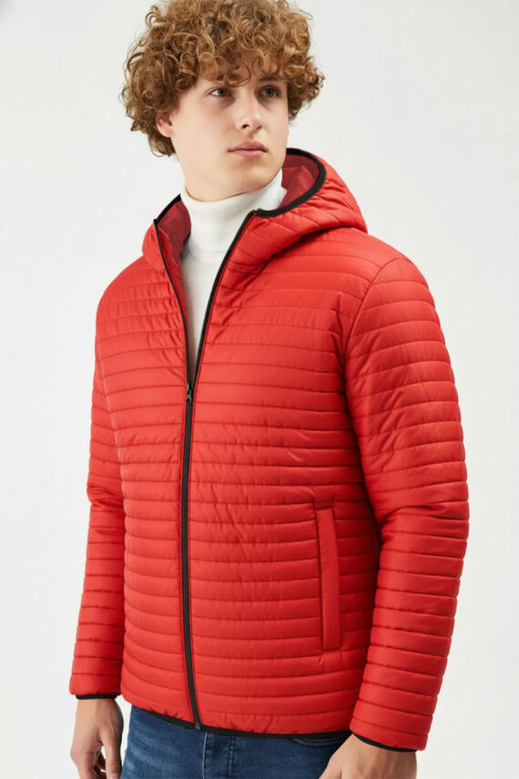 İçi Astarlı Su ve Rüzgar Geçirmez Cepli Kapüşonlu Erkek Mont - 33