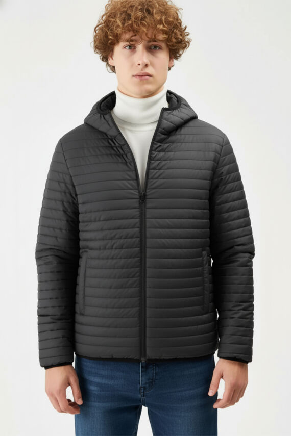 İçi Astarlı Su ve Rüzgar Geçirmez Cepli Kapüşonlu Erkek Mont - 42