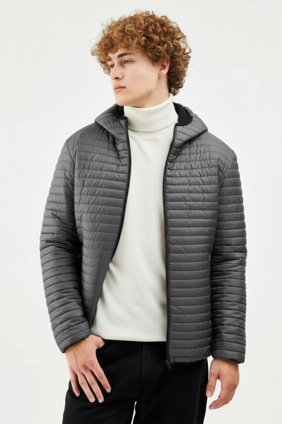 İçi Astarlı Su ve Rüzgar Geçirmez Cepli Kapüşonlu Erkek Mont - 43