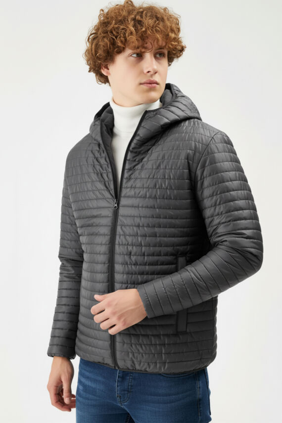 İçi Astarlı Su ve Rüzgar Geçirmez Cepli Kapüşonlu Erkek Mont - 45