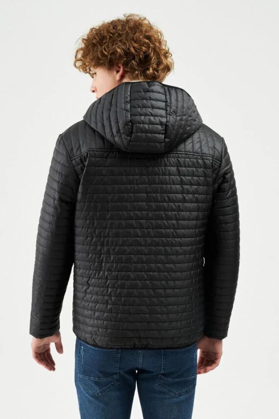 İçi Astarlı Su ve Rüzgar Geçirmez Cepli Kapüşonlu Erkek Mont - 6